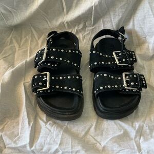Zara Black Kids Sandals with Silver Studs